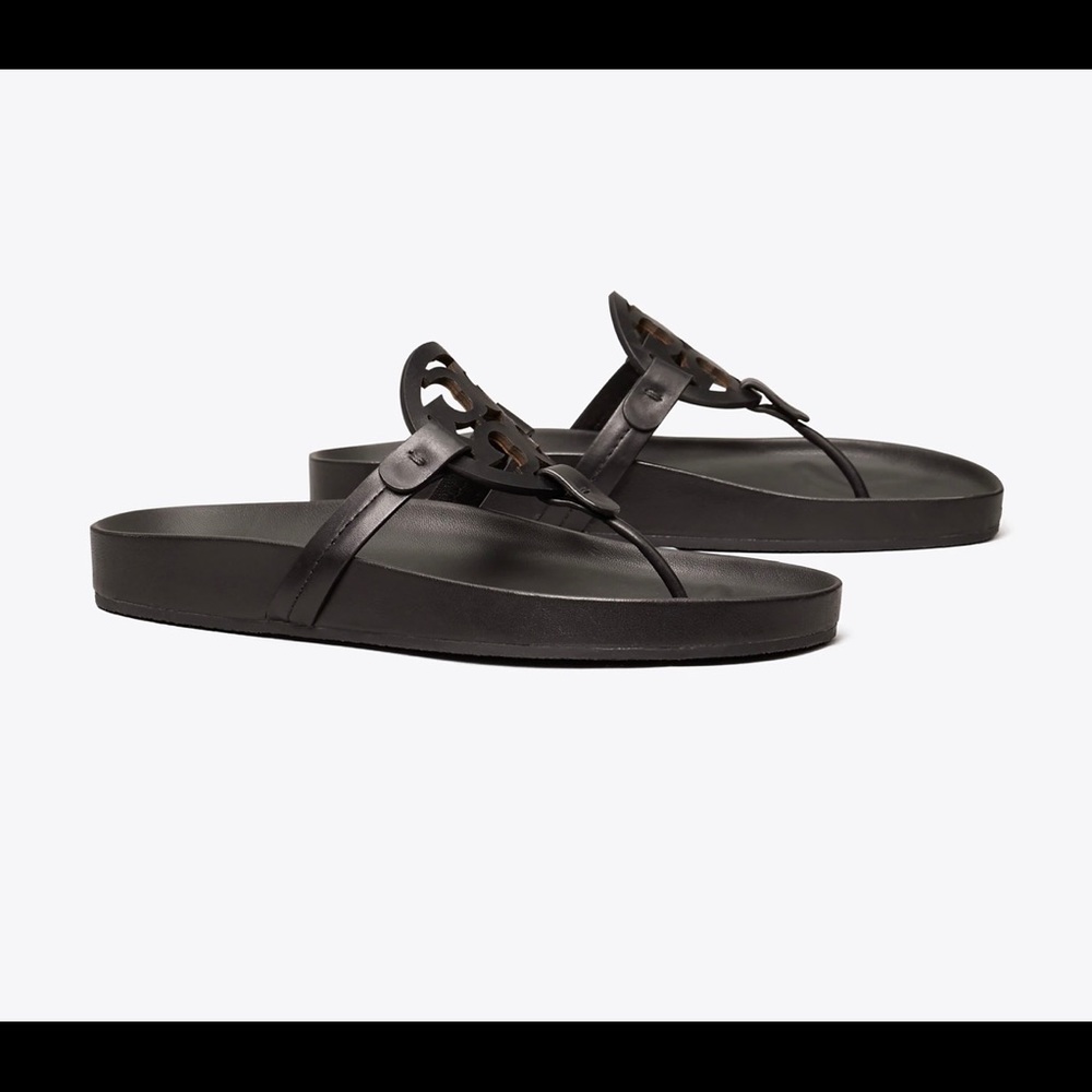 Tory Burch size 9.5 black miller cloud sandals.